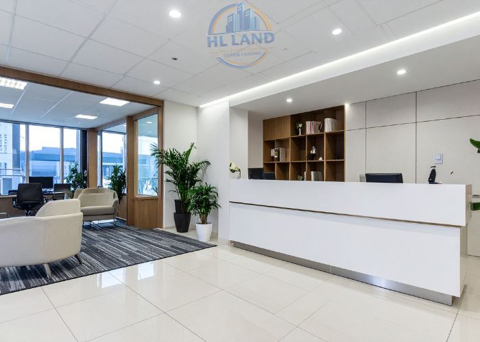 Cách sắp xếp khu lễ tân, tiếp khách và pantry trong văn phòng 200m2