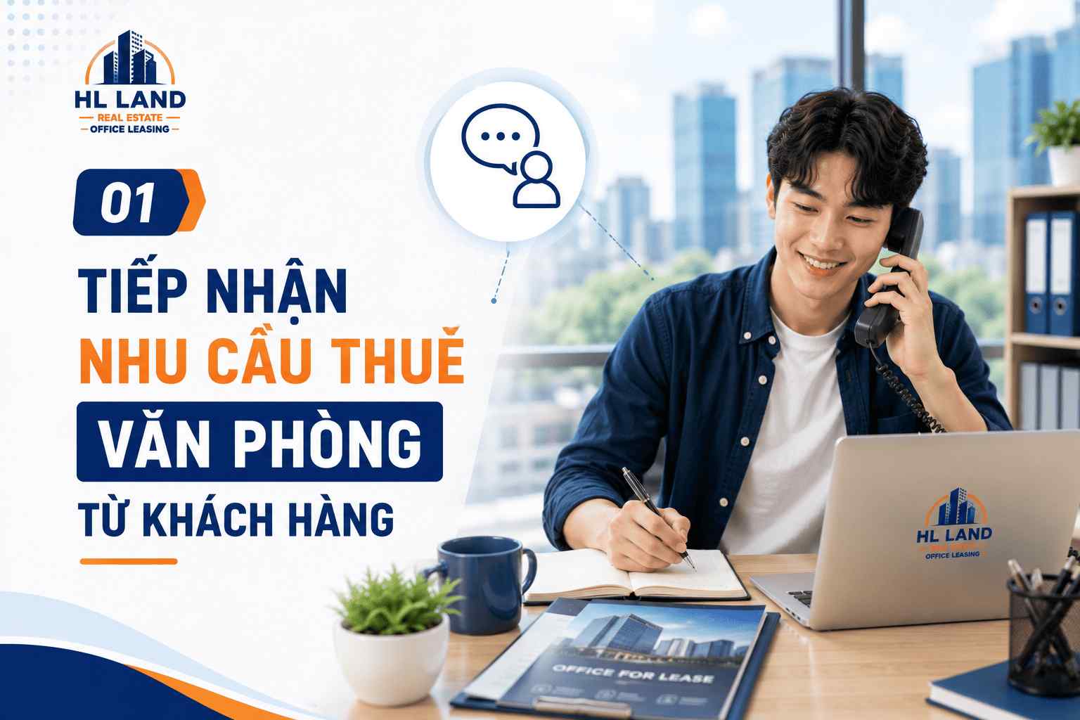 nhân viên kinh doanh bất động sản mảng cho thuê văn phòng làm việc với khách hàng doanh nghiệp